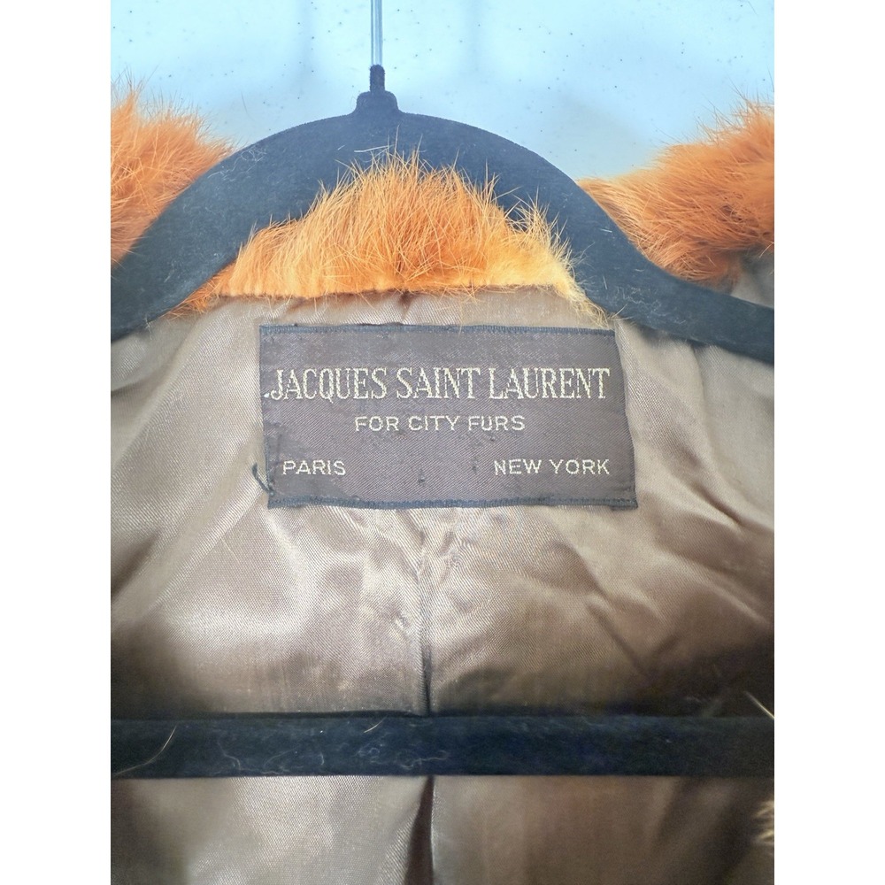 Vintage Jacques Saint Laurent Real Fur Coat Womens Brown Red Fox Rabbit READ - Picture 6 of 13